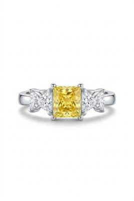 925 sterling silver cubic zirconia yellow princess cut cz three-stone ring 1