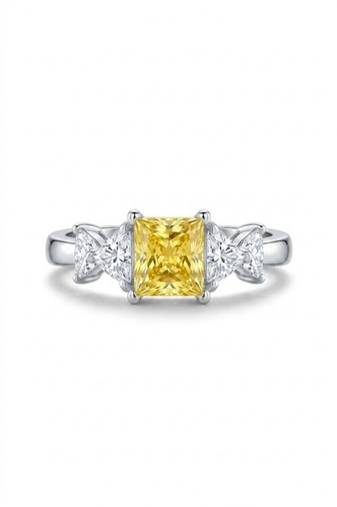 925 sterling silver cubic zirconia yellow princess cut cz three-stone ring