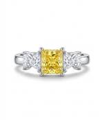 925 sterling silver cubic zirconia yellow princess cut cz three-stone ring