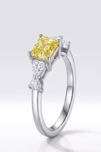 925 sterling silver cubic zirconia yellow princess cut cz three-stone ring