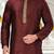 Mahroon dupion art silk  kurta with handwork in collar and button line