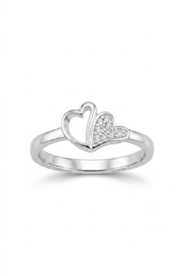 925 sterling silver cubic zirconia minimal double heart ring 1