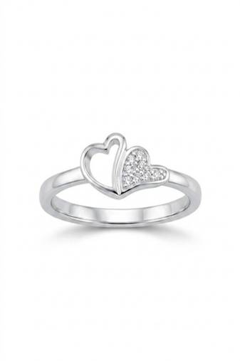 925 sterling silver cubic zirconia minimal double heart ring