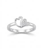 925 sterling silver cubic zirconia minimal double heart ring