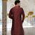 Mahroon dupion art silk  kurta with handwork in collar and button line
