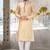 Fawn dupion art silk  kurta with handwork in collar and button line