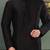 Black dupion art silk  kurta with machine dk work in collar and button line
