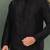 Black dupion art silk  kurta with machine dk work in collar and button line