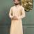 Fawn dupion art silk  kurta with machine dk work in collar and button line