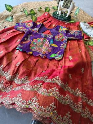 Kids girls festive wear position embroidered work lehenga choli set 3