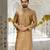 Gold dupion art silk  kurta with machine dk work in collar and button line