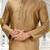 Gold dupion art silk  kurta with machine dk work in collar and button line