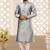 Grey dupion art silk  kurta with machine dk work in collar and button line