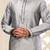 Grey dupion art silk  kurta with machine dk work in collar and button line