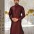 Mahroon dupion art silk  kurta with machine dk work in collar and button line
