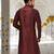 Mahroon dupion art silk  kurta with machine dk work in collar and button line