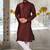 Mahroon dupion art silk  kurta with machine dk work in collar and button line