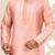 Pink dupion art silk  kurta with machine dk work in collar and button line