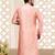 Pink dupion art silk  kurta with machine dk work in collar and button line