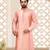Pink dupion art silk  kurta with machine dk work in collar and button line