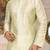 Sea green dupion art silk  kurta with machine dk work in collar and button line