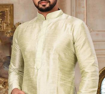 Sea green dupion art silk  kurta with machine dk work in collar and button line 2