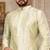 Sea green dupion art silk  kurta with machine dk work in collar and button line