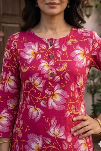 Saka Designs Pink Printed Cotton Kurti