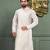White dupion art silk kurta with machine dk work in collar and button line