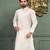 White dupion art silk kurta with machine dk work in collar and button line