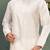 White dupion art silk kurta with machine dk work in collar and button line