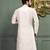 White dupion art silk kurta with machine dk work in collar and button line
