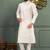 White dupion art silk kurta with machine dk work in collar and button line
