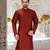 Red dupion art silk  kurta with plain kurta