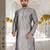 Grey dupion art silk  kurta with plain kurta