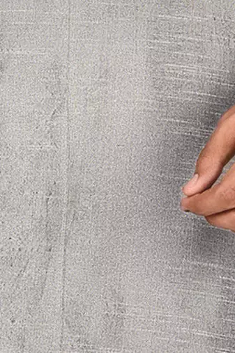 Grey dupion art silk  kurta with plain kurta