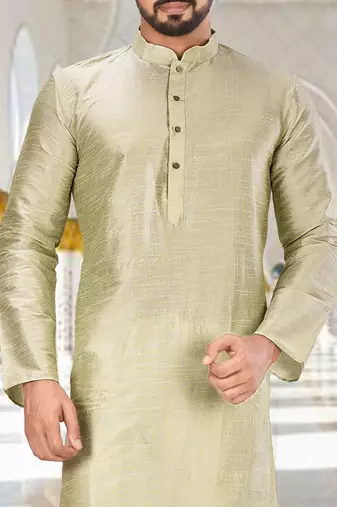 Sea green dupion art silk  kurta with plain kurta
