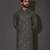 Bottle green dupion art silk  kurta with computerised embroidery machine work