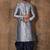 Grey dupion art silk  kurta with computerised embroidery machine work