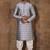 Grey dupion art silk  kurta with computerised embroidery machine work