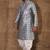 Grey dupion art silk  kurta with computerised embroidery machine work