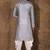 Grey dupion art silk  kurta with computerised embroidery machine work
