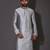 Grey dupion art silk  kurta with computerised embroidery machine work