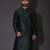 Bottle green dupion art silk  kurta with computerised embroidery machine work