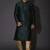 Bottle green dupion art silk  kurta with computerised embroidery machine work
