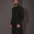 Black dupion art silk  kurta with computerised embroidery machine work