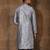 Grey dupion art silk  kurta with  open sherwani style and full inside cotton linen
