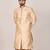 Fawn dupion art silk  kurta with  open sherwani style and full inside cotton linen
