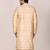 Fawn dupion art silk  kurta with  open sherwani style and full inside cotton linen