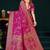 Rani Pink Banarasi Satin Silk Saree with Rich Gold Zari Paisley Weaving and Traditional Pallu